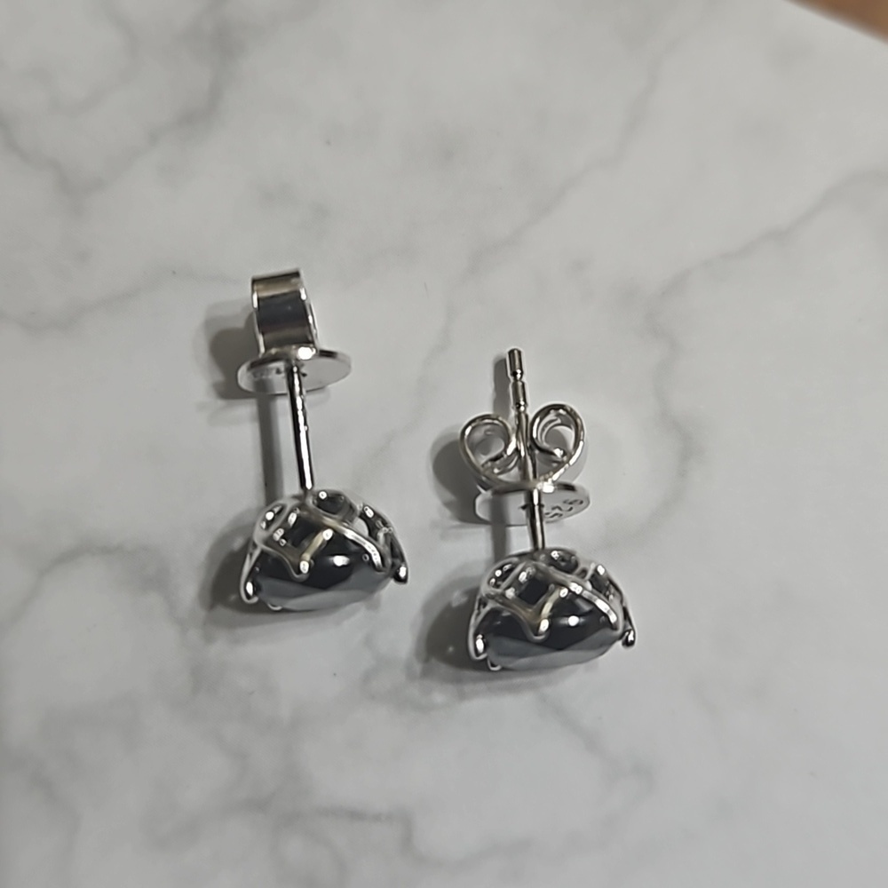 Black Moissanite Diamond 925 Sterling Silver 1.0 Carat Woven Stud Earrings New - Picture 5 of 13